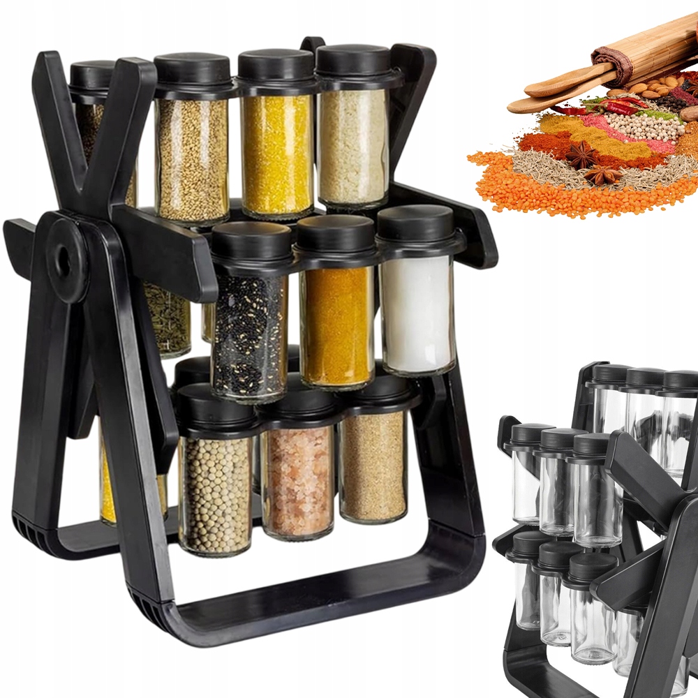 Nádoby Na Koření Otočný Stojan Na Kořenky 18 Ks Sklenice