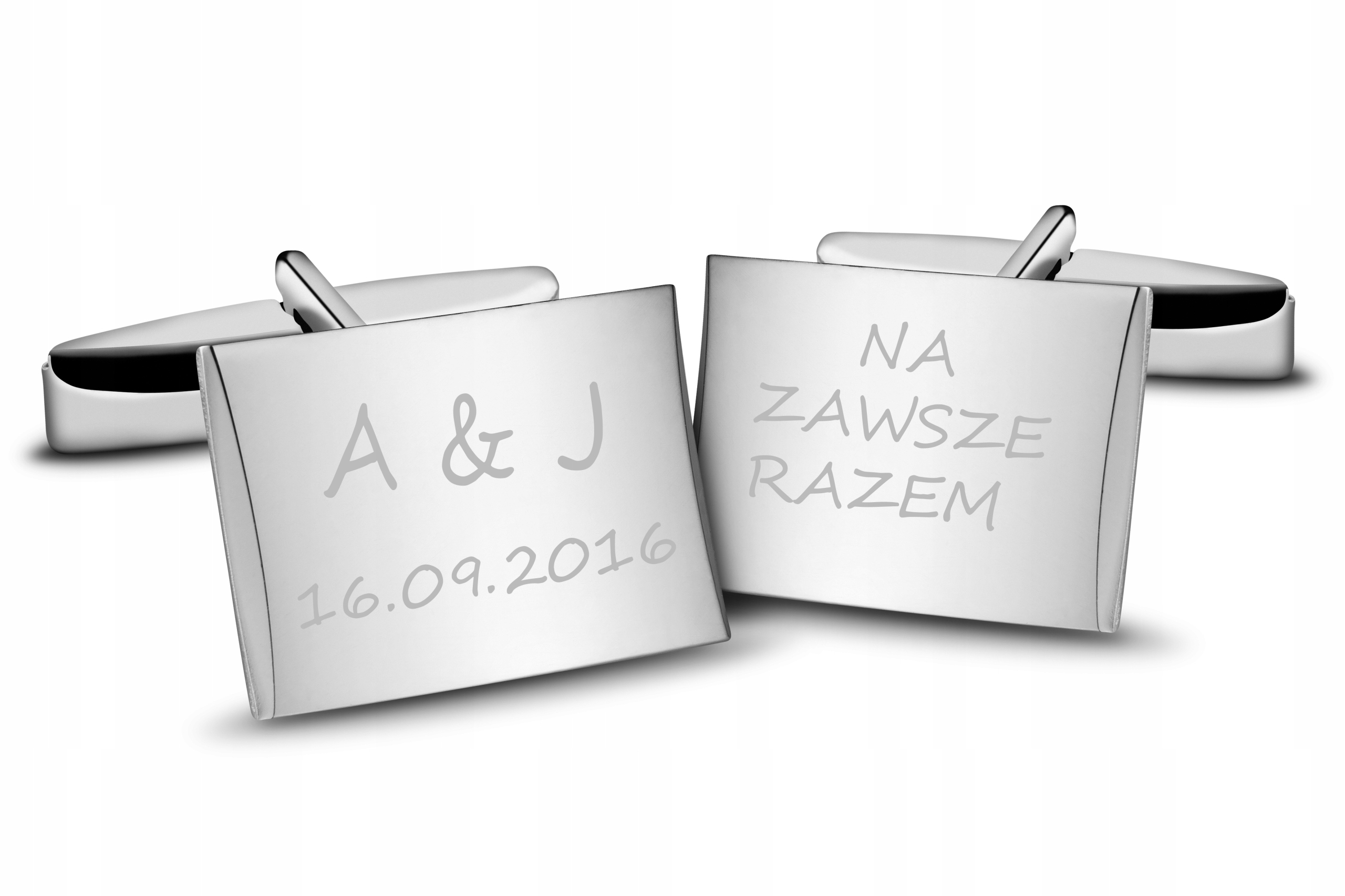 Svatební manžetové knoflíčky se jmény, stříbro 925