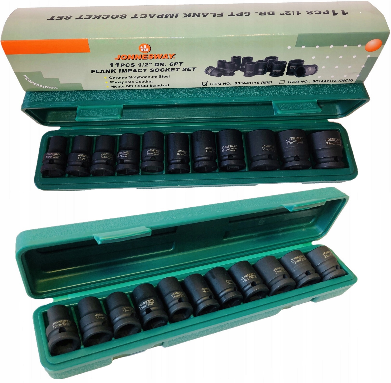 

Jonnesway Nasadki udarowe zestaw 1/2'' 11szt 10-24