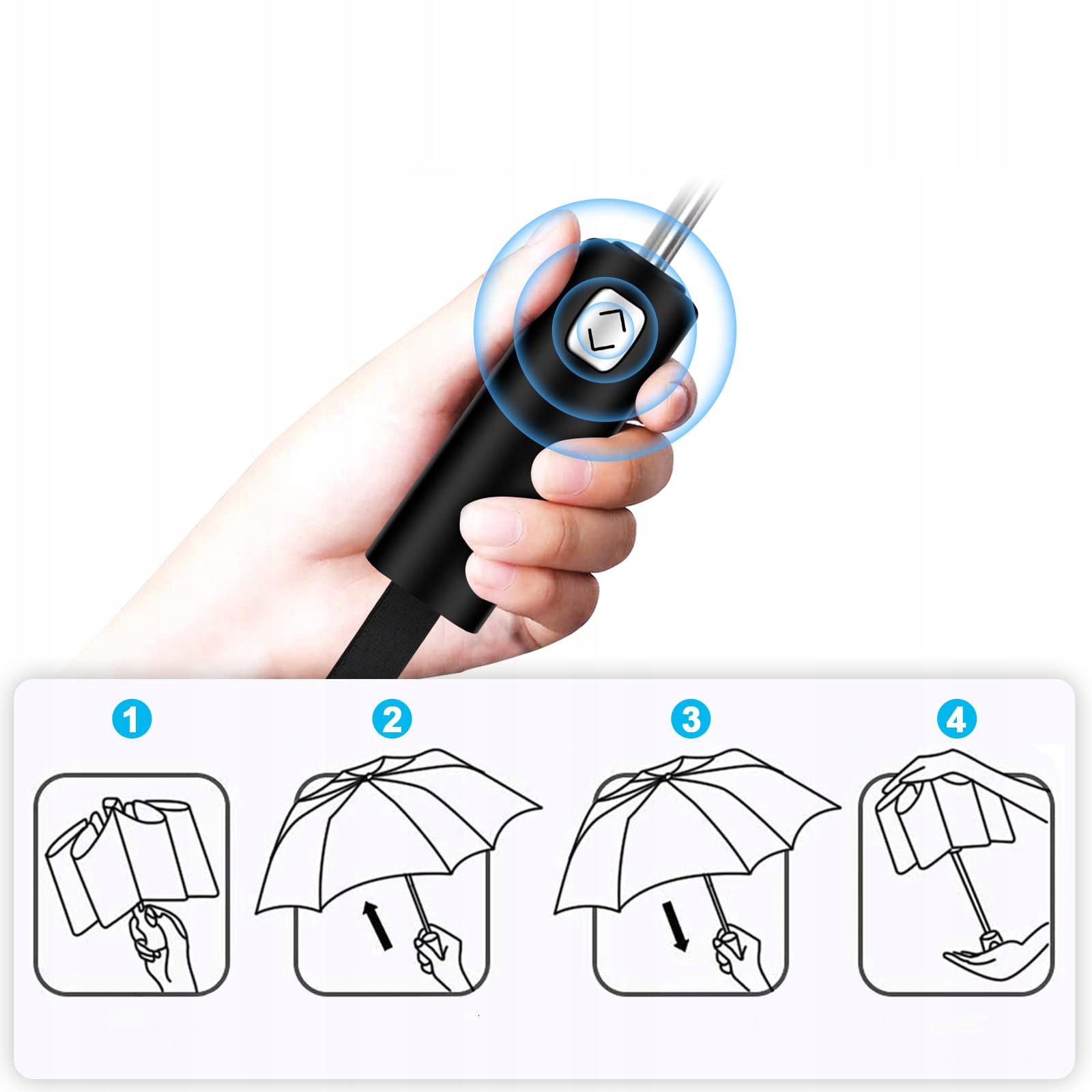 PARASOL WIATROODPORNY Z ODBLASKAMI NA KRAWĘDZI Płeć uniseks