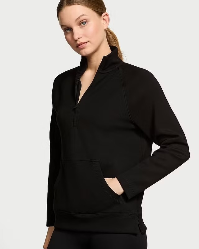 Mikina se stojáčkem, zipem a kapsou Victoria's Secret černá Xs