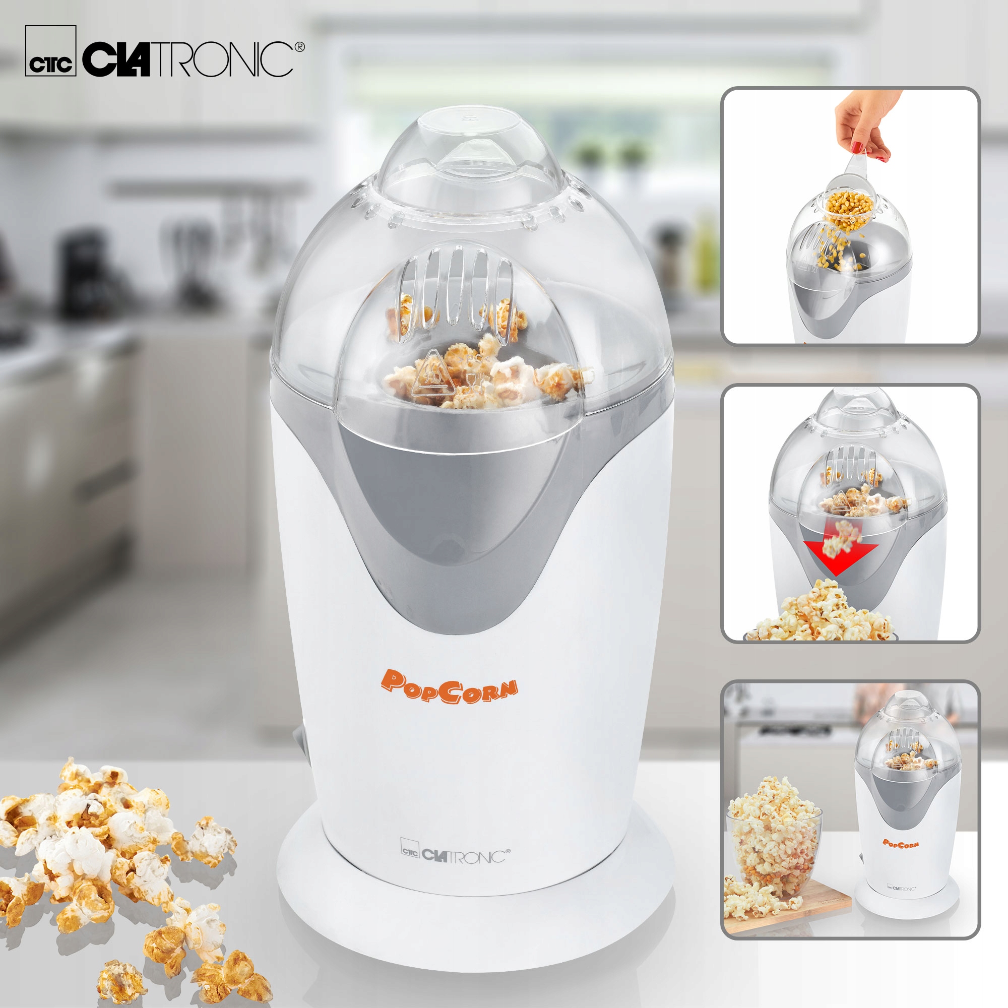 POPCORN MAKER CLATRONIC PM Dominantní bílá barva