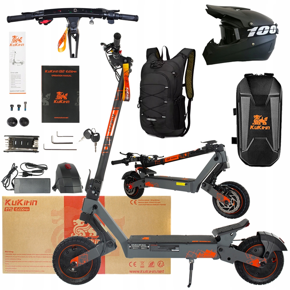 KuKirin G2 Ultra Składany 2000W 48V 18Ah 50km/h 55KM Terenowy PL+3Prezent