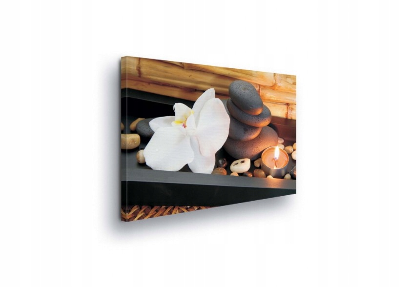 Obraz 100x75 Klid Relaxace Zen Harmonie Meditace Orchidej Kameny Svíčka