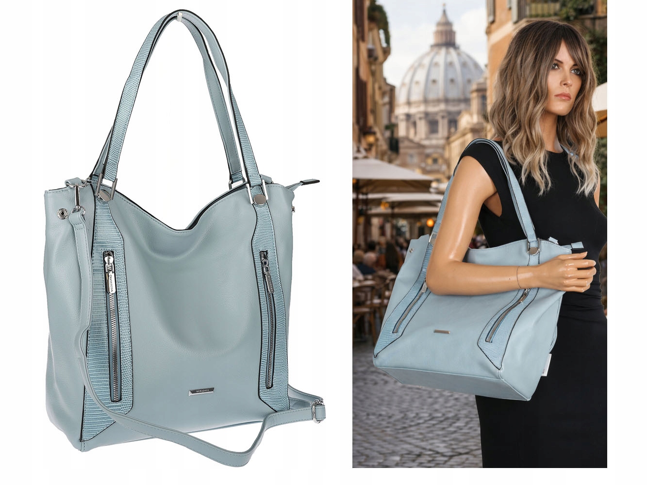 Dámská kabelka Přes Rameno Taška Shopper Taška přes rameno SR8257 Modrá