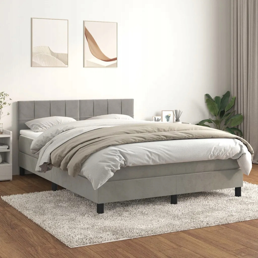 Box spring postel s matrací světle šedá 140x190 cm samet Šedá 3141299