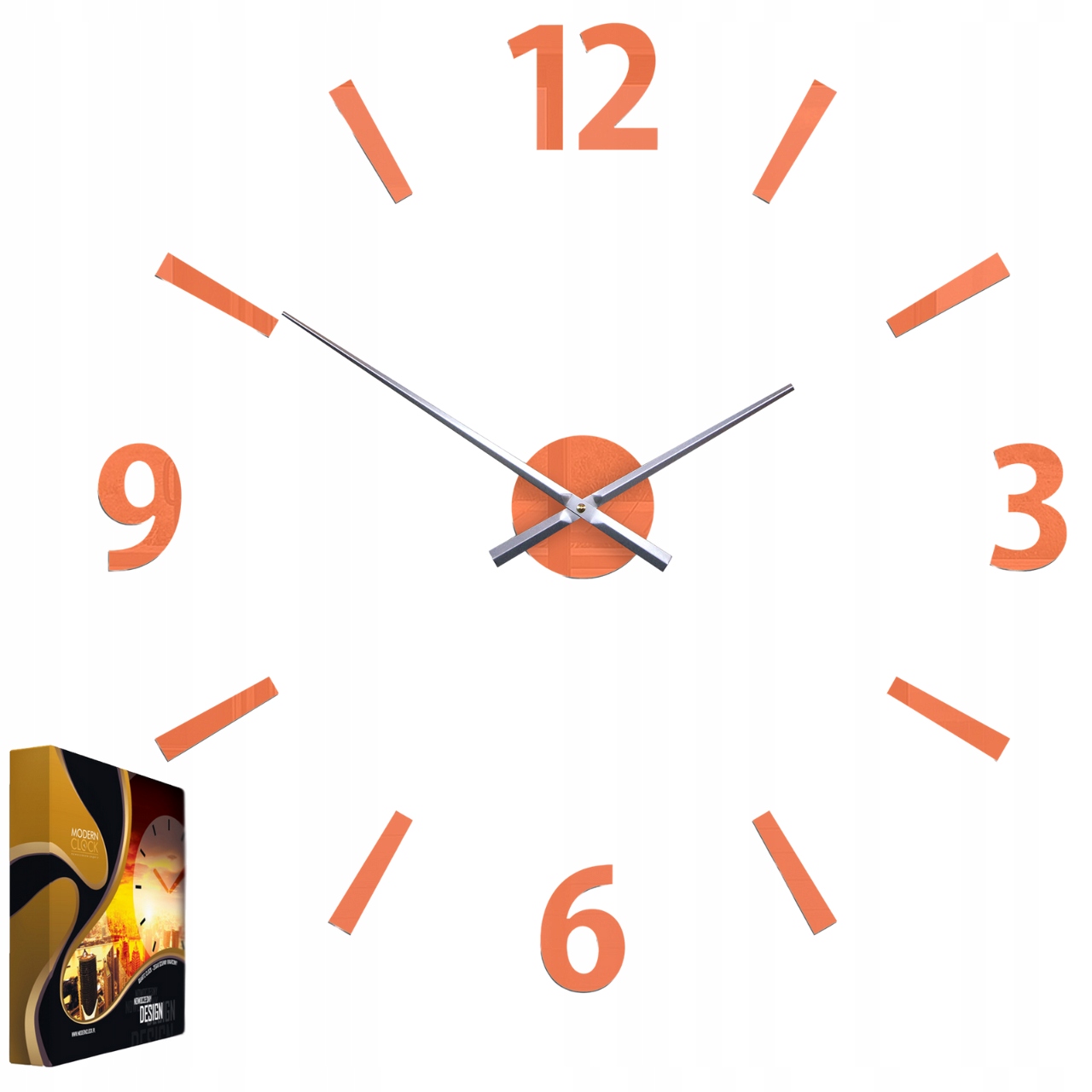 Nástěnné hodiny v moderním křemenném stylu Akryl Klaus Orange Kulatý