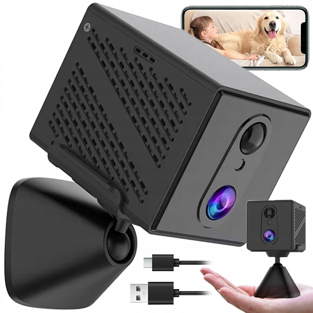 Mini Monitorovací Kamera Hd 1080P Wifi Smart Ir Detekce Pohybu Černá