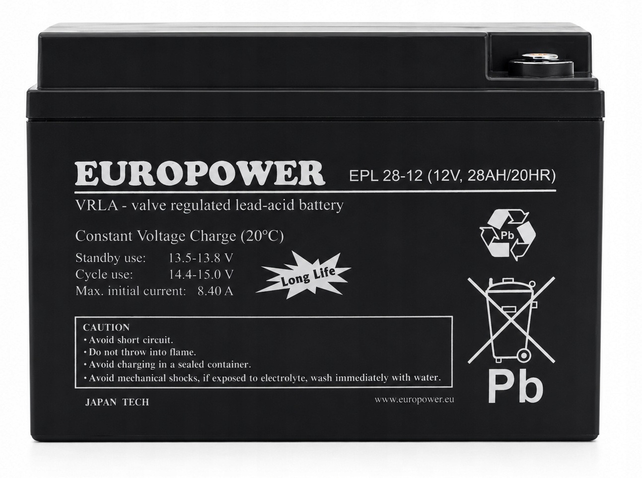 Akumulator Europower Agm 12V 28Ah M5 Very Long Life do zasilania awaryjnego