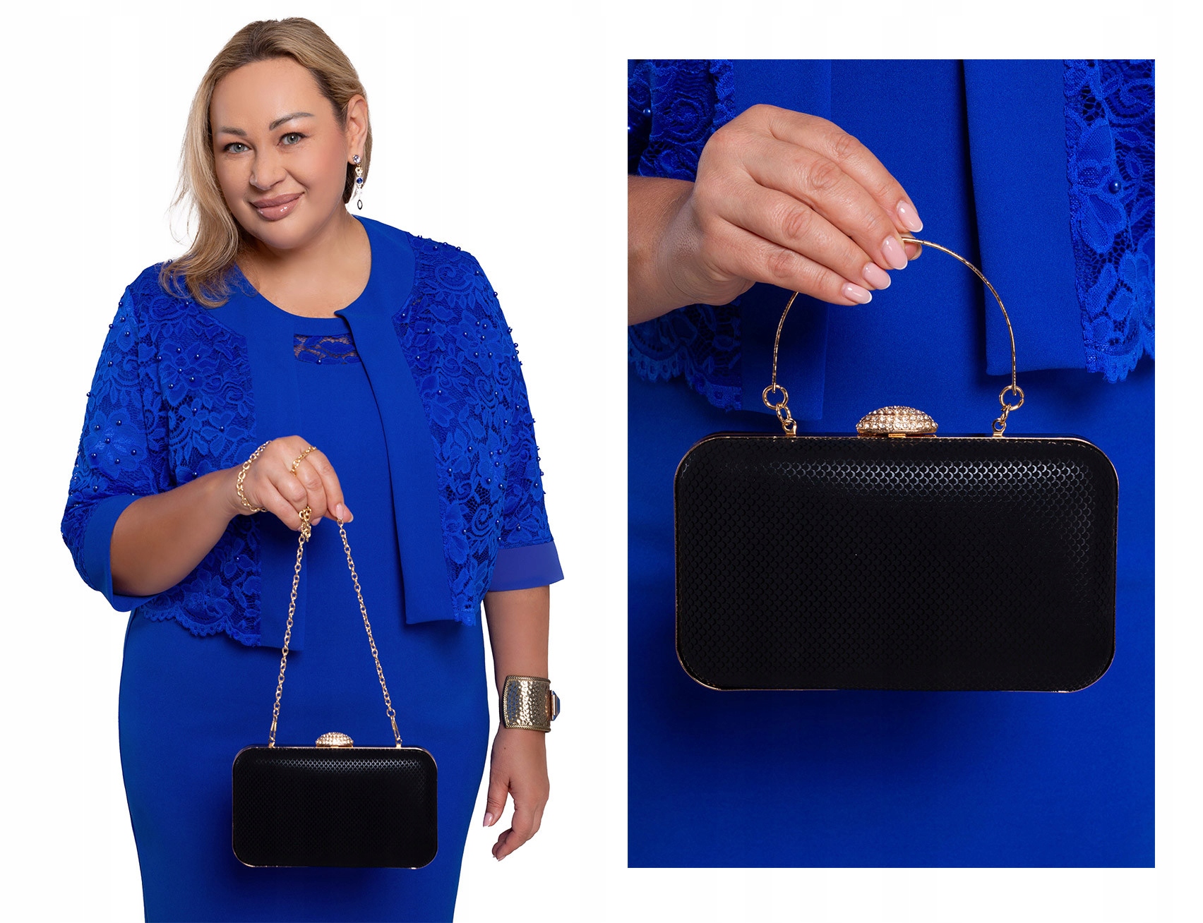 Malá černá kabelka s diamantovým zapínáním Uni.