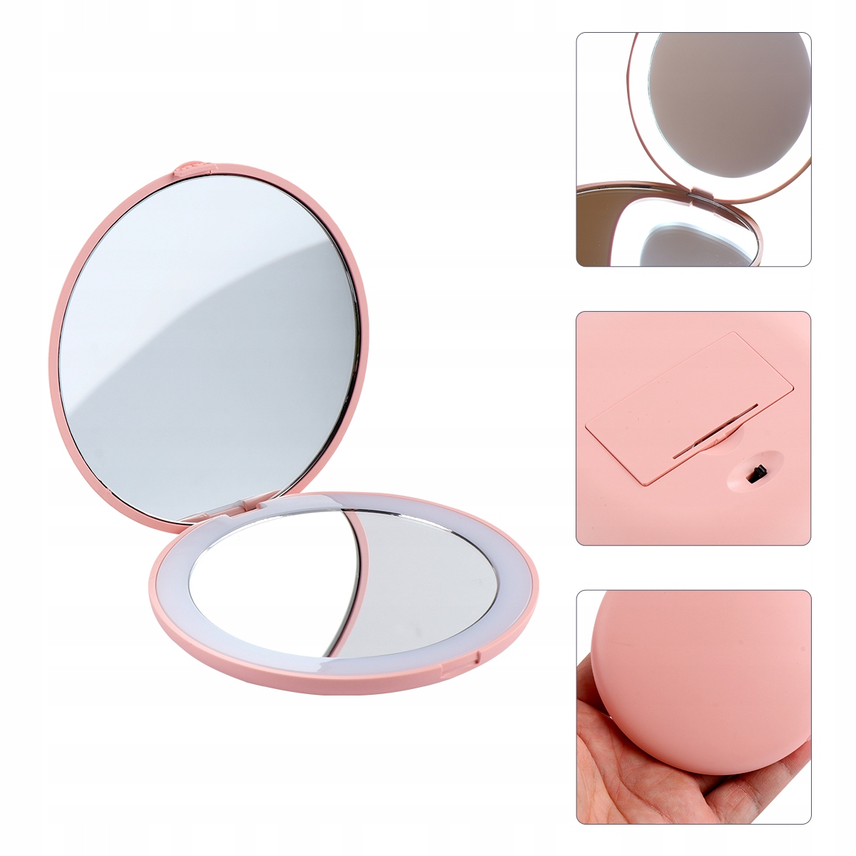 LUSTRO SKŁADANE POWIĘKSZAJĄCE Z LED 10-krotnie POWIĘKSZAJĄCE LUSTERKO DO MAKIJAŻU PODRÓŻ Stan opakowania oryginalne