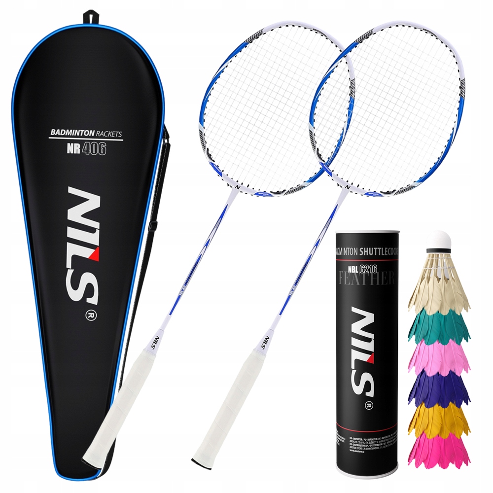 Sada raket Isodynamic v obalu Míčky pro hru badmintonu Nils