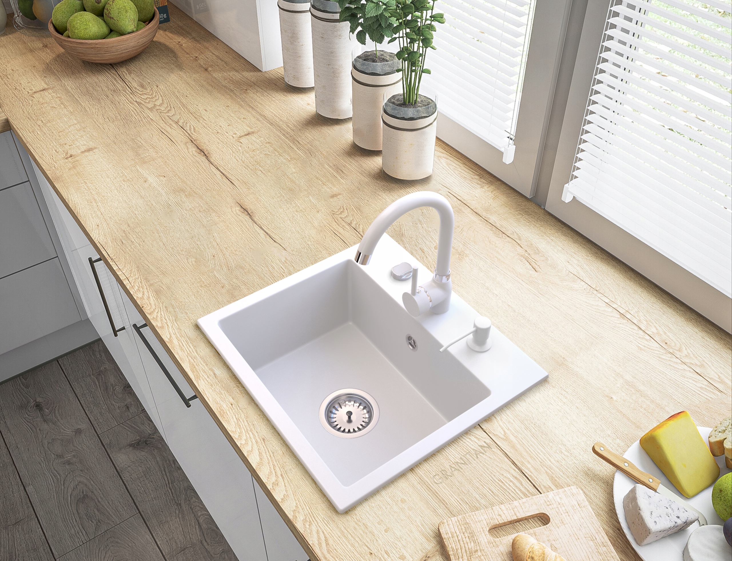 DOZOWNIK BIAŁY PŁYNU MYDŁA ZLEWOZMYWAK ZLEW GRANIT Pojemność pojemnika 360 ml