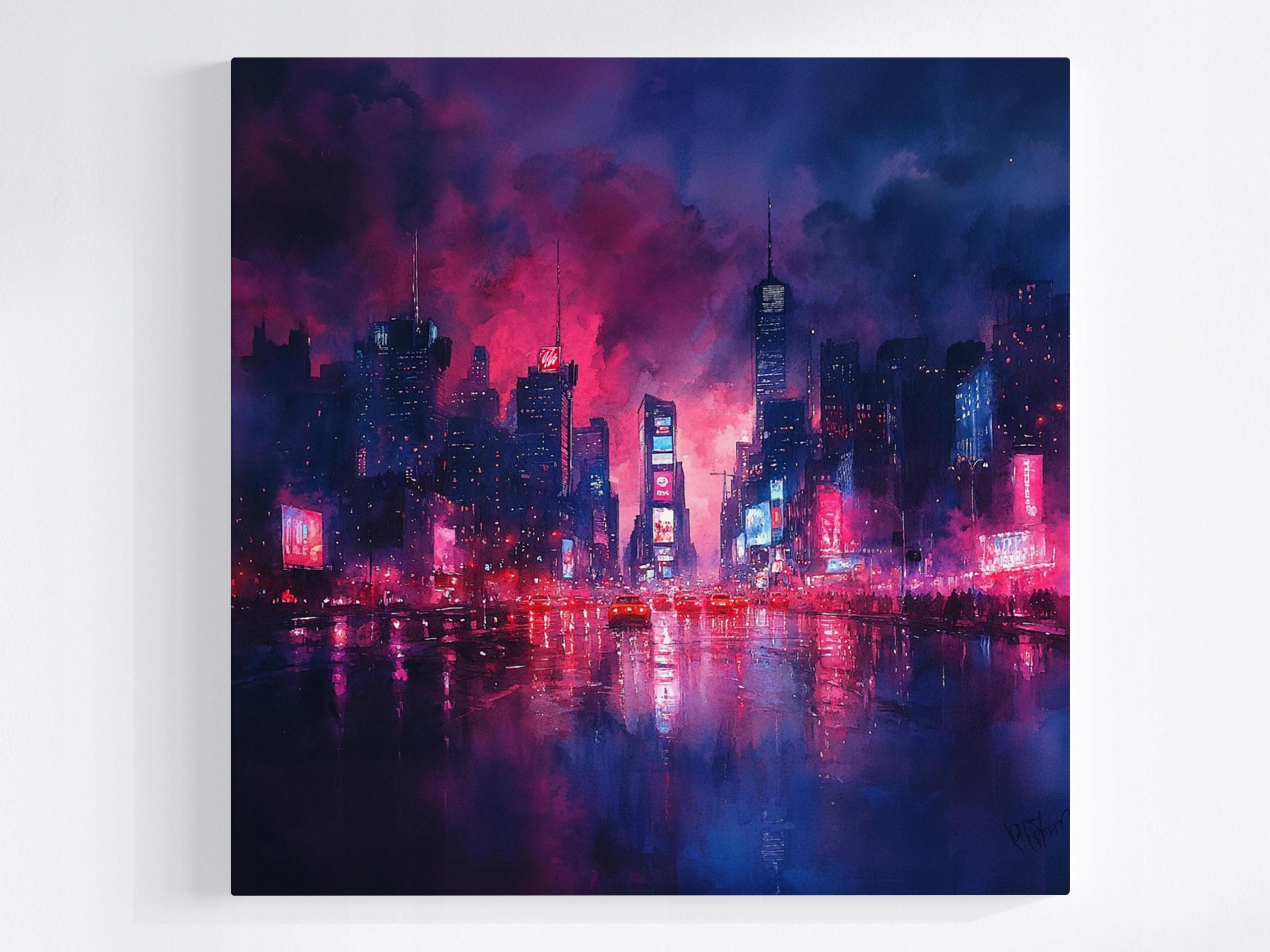 Obraz Na Plátně Canvas New York Město Ulice Auta Noc Světla 60x60