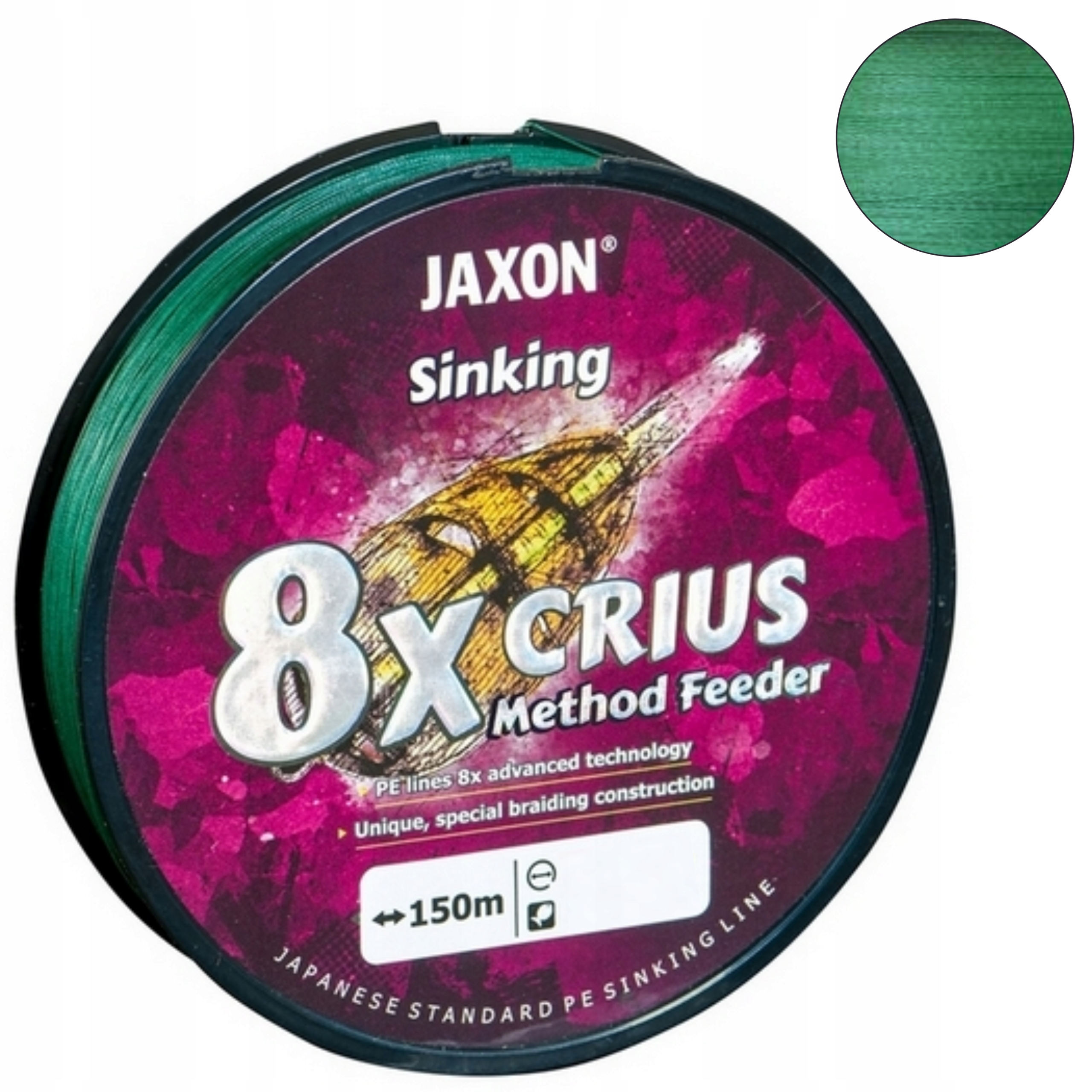 Plecionka Method Feeder Jaxon Crius ośmiosplotowa 8X zielona 0,14mm 150m