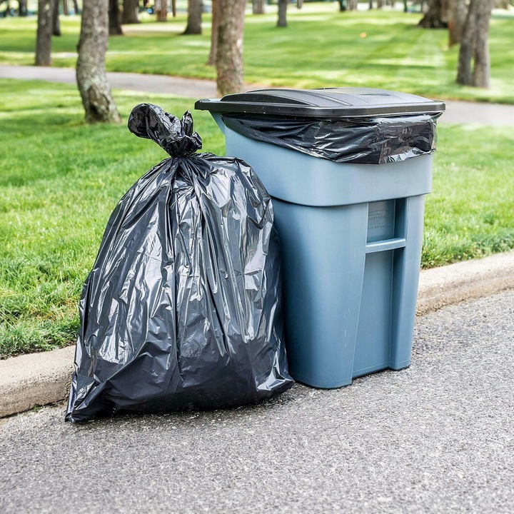 WORKI NA ŚMIECI ODPADY UNIWERSALNE CZARNE LDPE 60L BARDZO MOCNE 10szt Kolor czarny