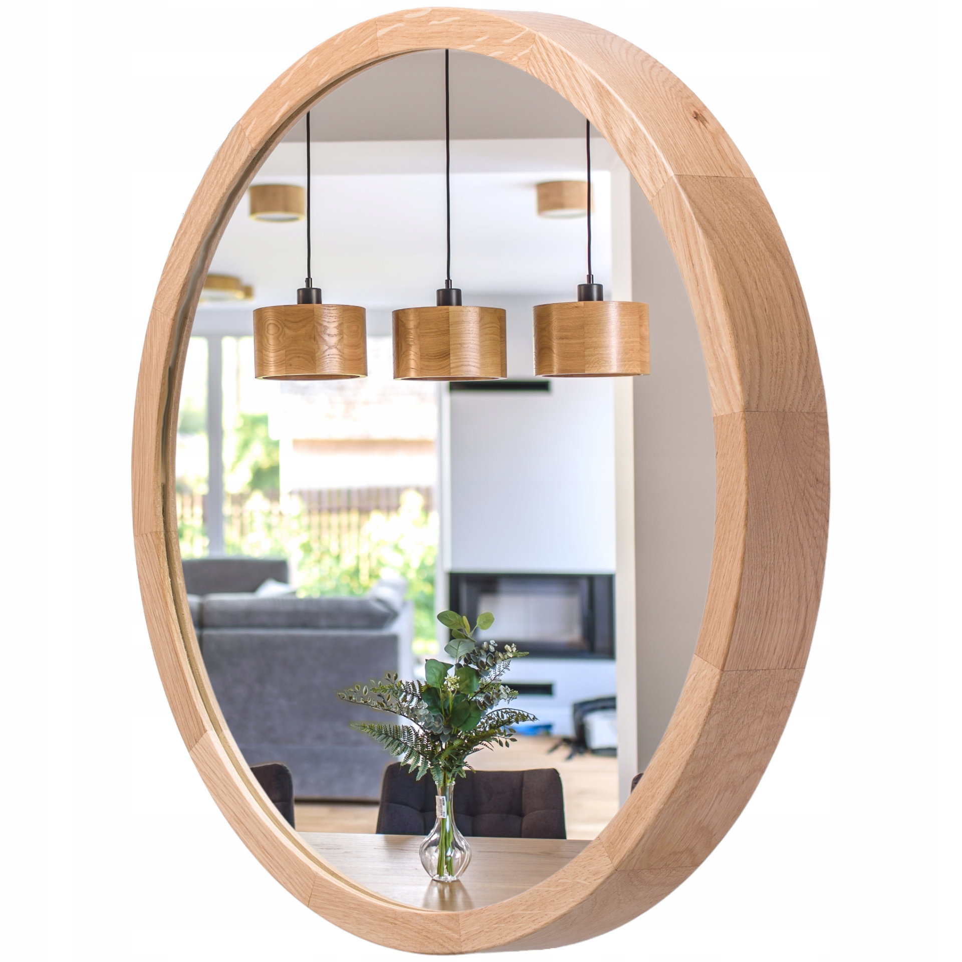Kúpeľňové nástenné zrkadlo Leja okrúhle fi375 Dub v drevenom ráme, Stylové