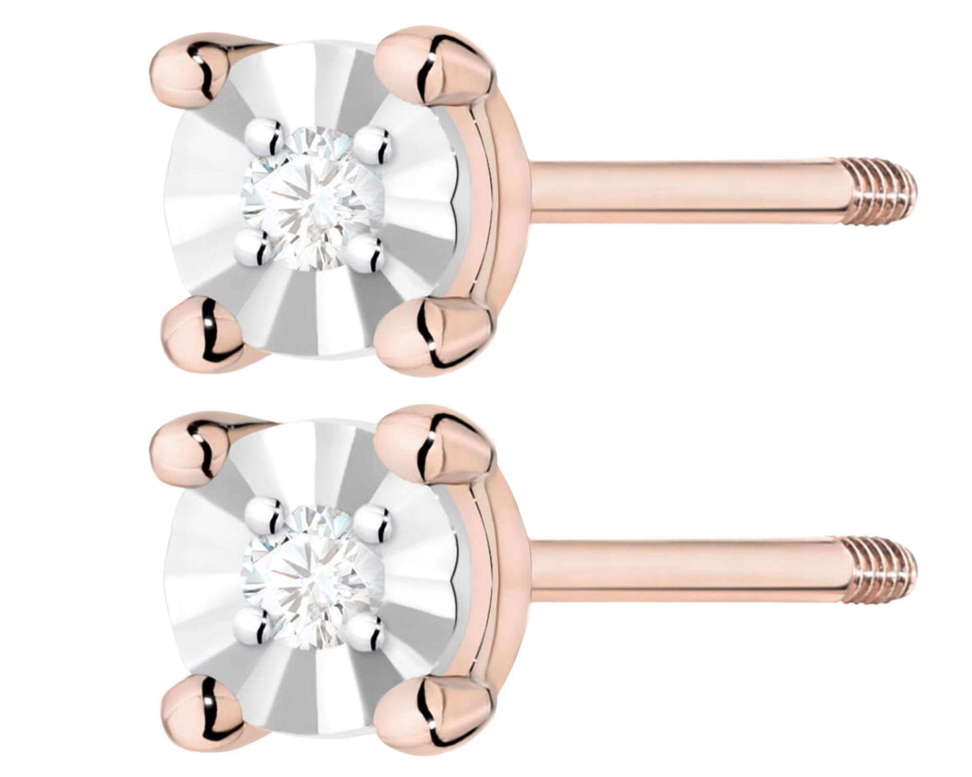 Růžové Zlato Náušnice S Briliantem, Šroubovací Tyčinka Zlato 585 Jako Dárek
