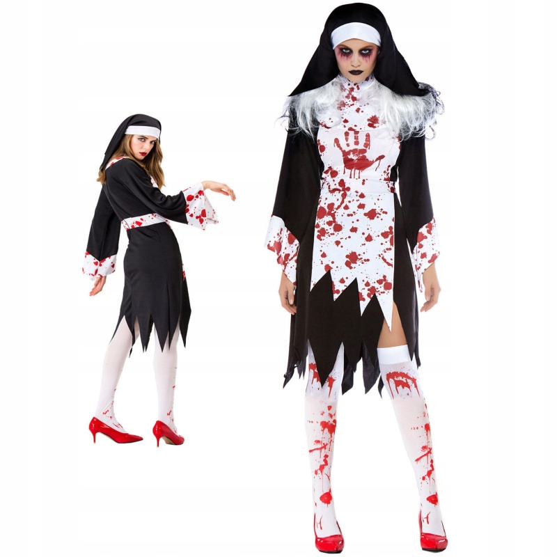 Oblečenie Kostým Halloween Mníška Zombie Cosplay Prevlek r.s-xl