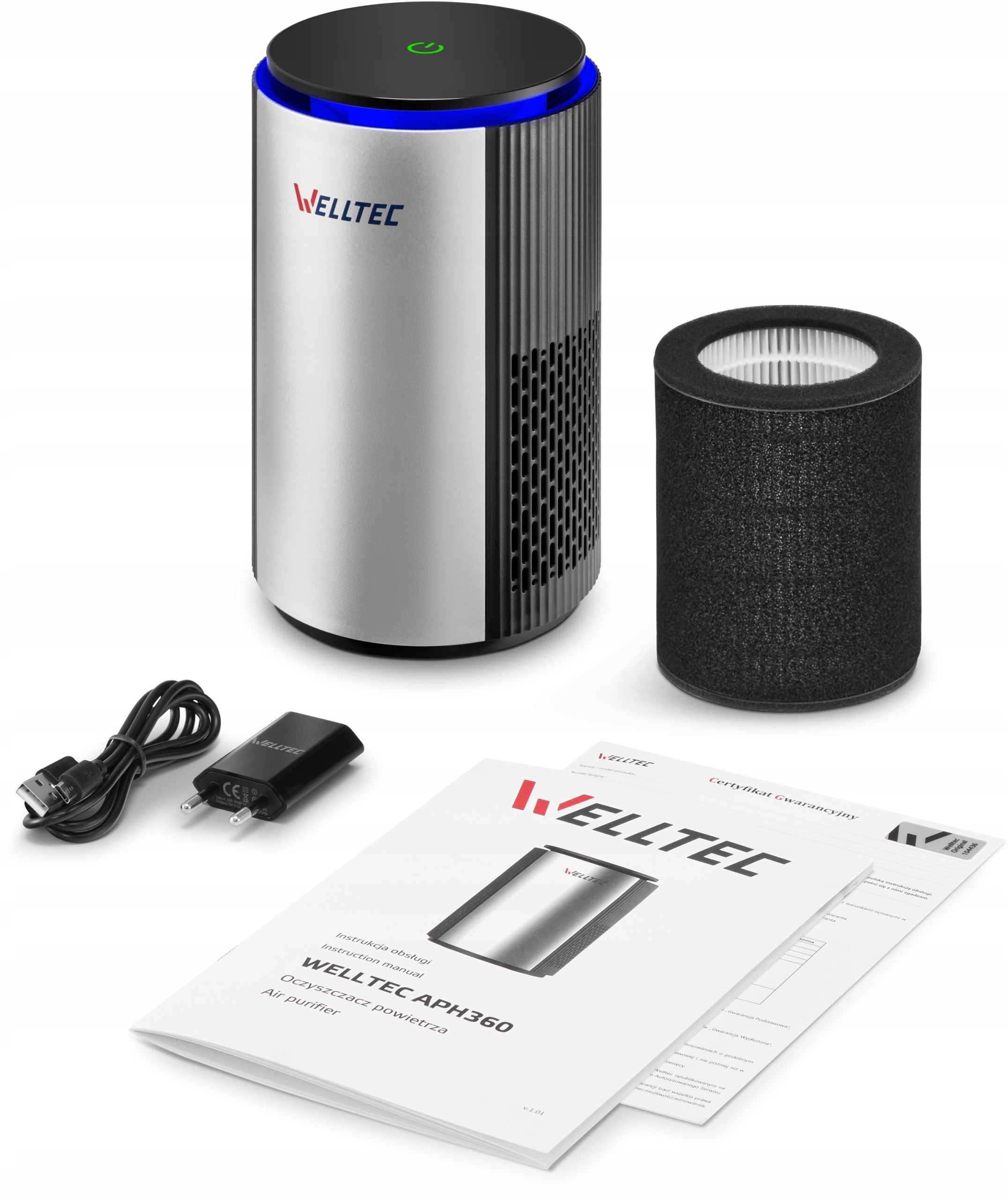 BIURKOWY OCZYSZCZACZ POWIETRZA WELLTEC APH360 - HEPA H13 - JONIZATOR