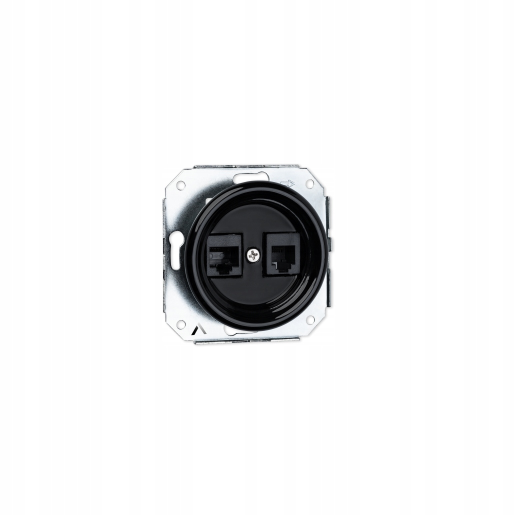 Gniazdo ceramiczne podtynkowe Antica internetowe 2x Rj 45 czarne retro loft