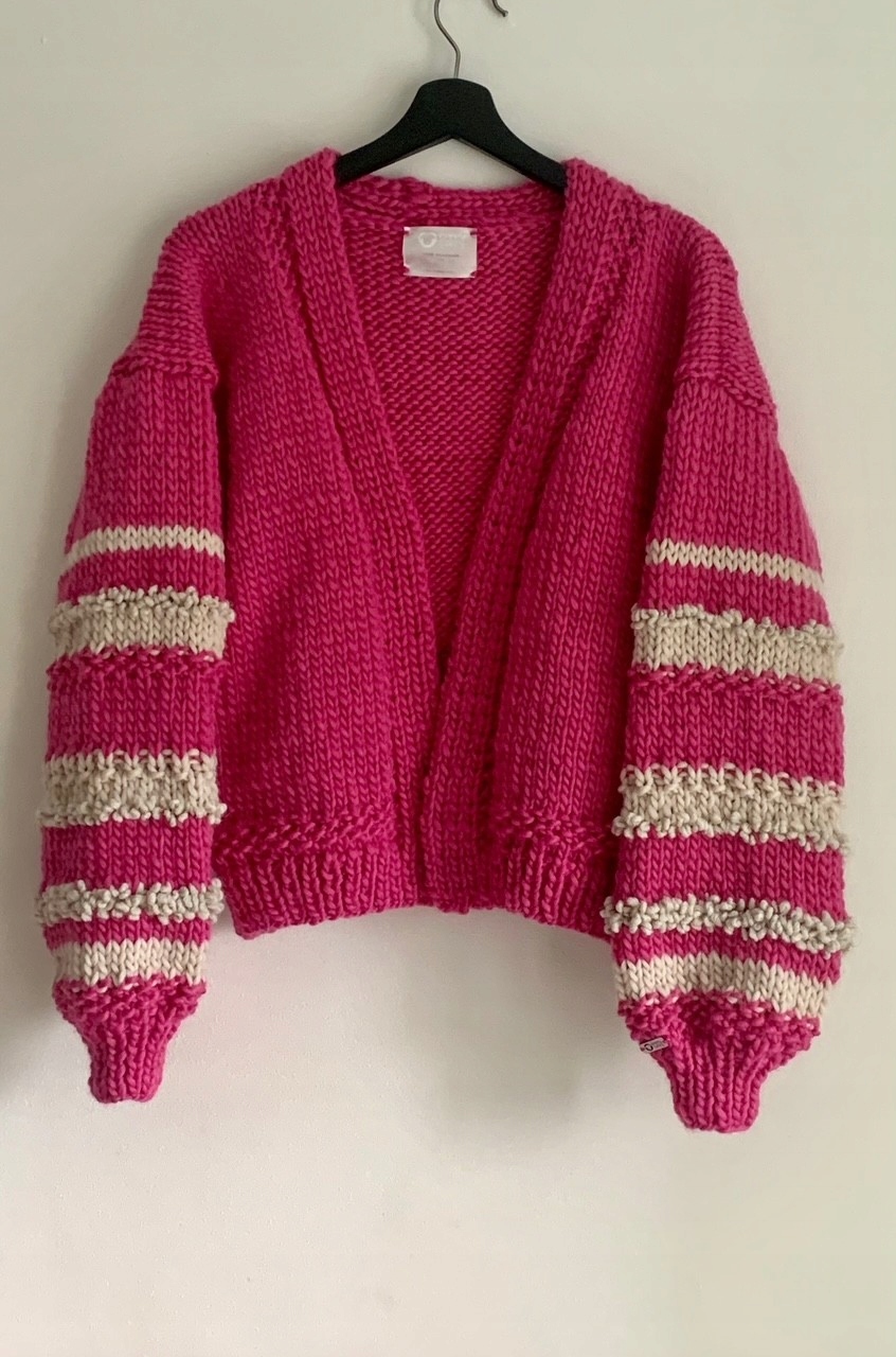 Cardigan Art 1 pink ručně vyrobený