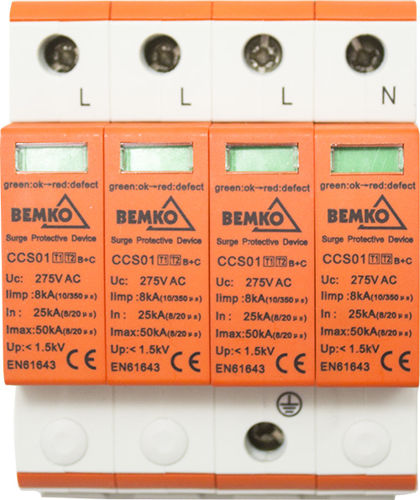 OGRANICZNIK PRZEPIĘĆ 4P 25-50kA T1+T2 (B+C) BEMKO Kod producenta A50-CCS01-4P-B+C