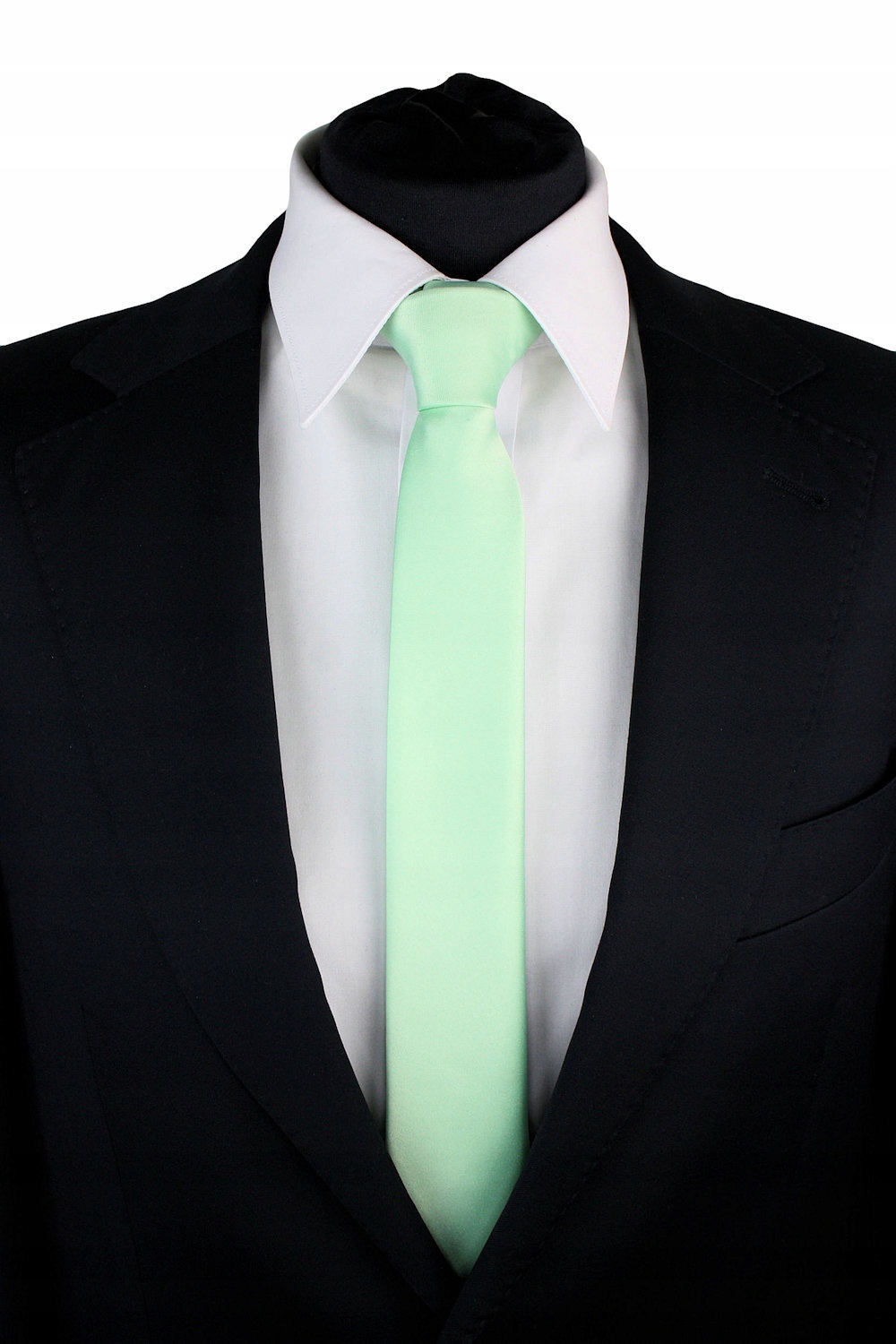 WĄSKI KRAWAT ŚLEDŹ / ŚLEDZIK . SELEDYNOWY Wzór dominujący bez wzoru