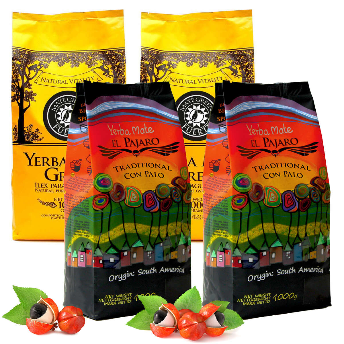 Yerba Mate Zelená Fuerte Guarana Pajaro Tradiční 4x1kg 4kg