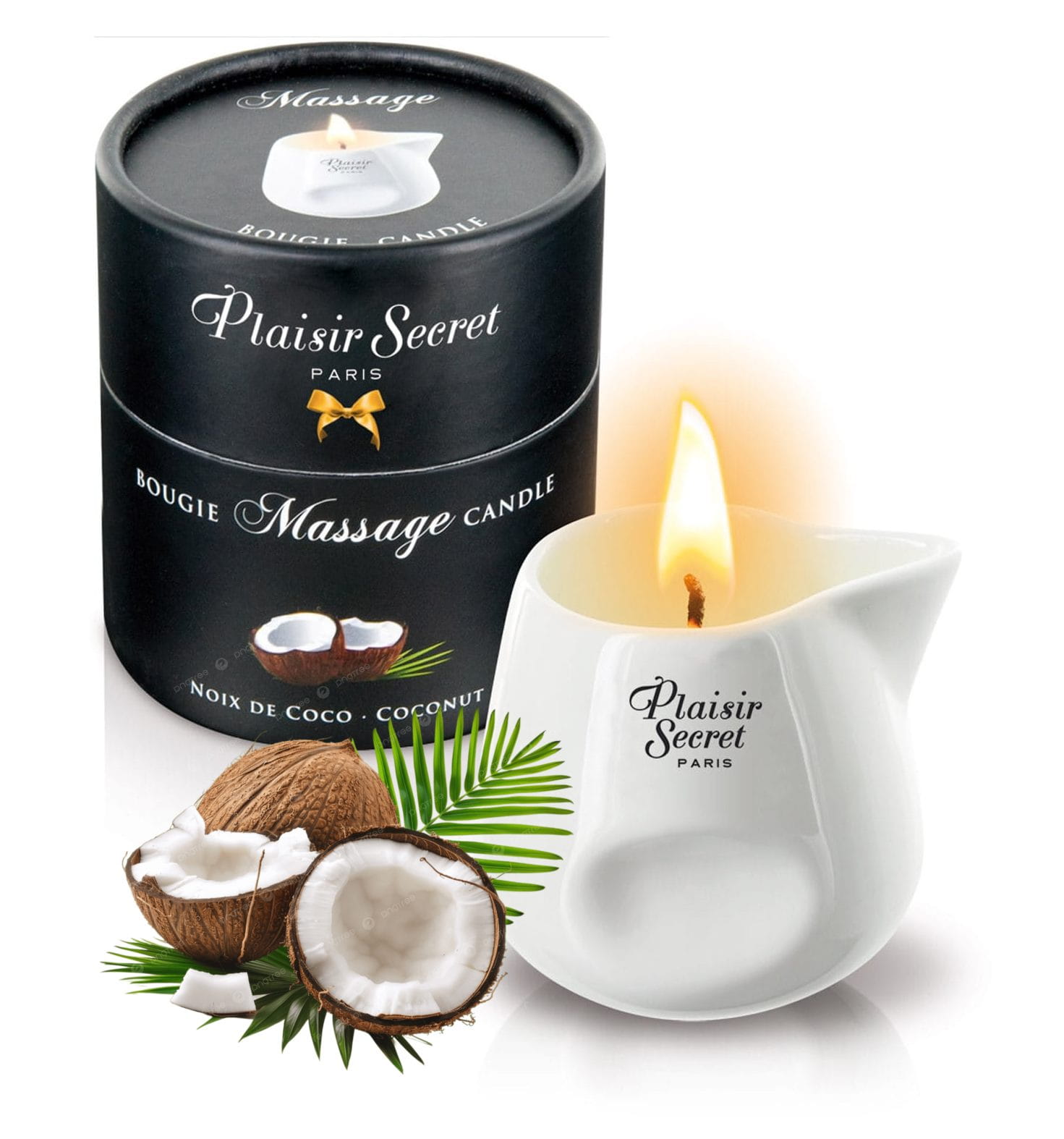Přírodní Masážní Svíčka Plaisirs Secrets Kokos 80 ML