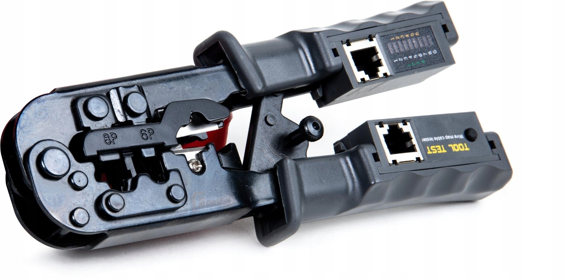 Zaciskacz wtyków Getfort 8P8C/RJ-45,6P6C /RJ-12,6P4C/RJ-11 z wbudowanym tes