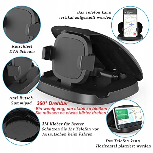 UNIWERSALNY Uchwyt Samochodowy 360 Stopni Do Telefonów iPhone Android — miniatura 2