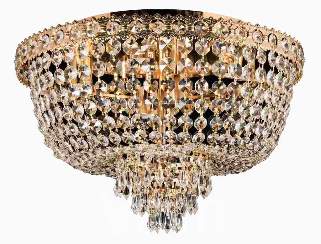 Plafoniera zlatá P-e 1498/6, tienidlo zo sklenených kryštálov, do jedálne