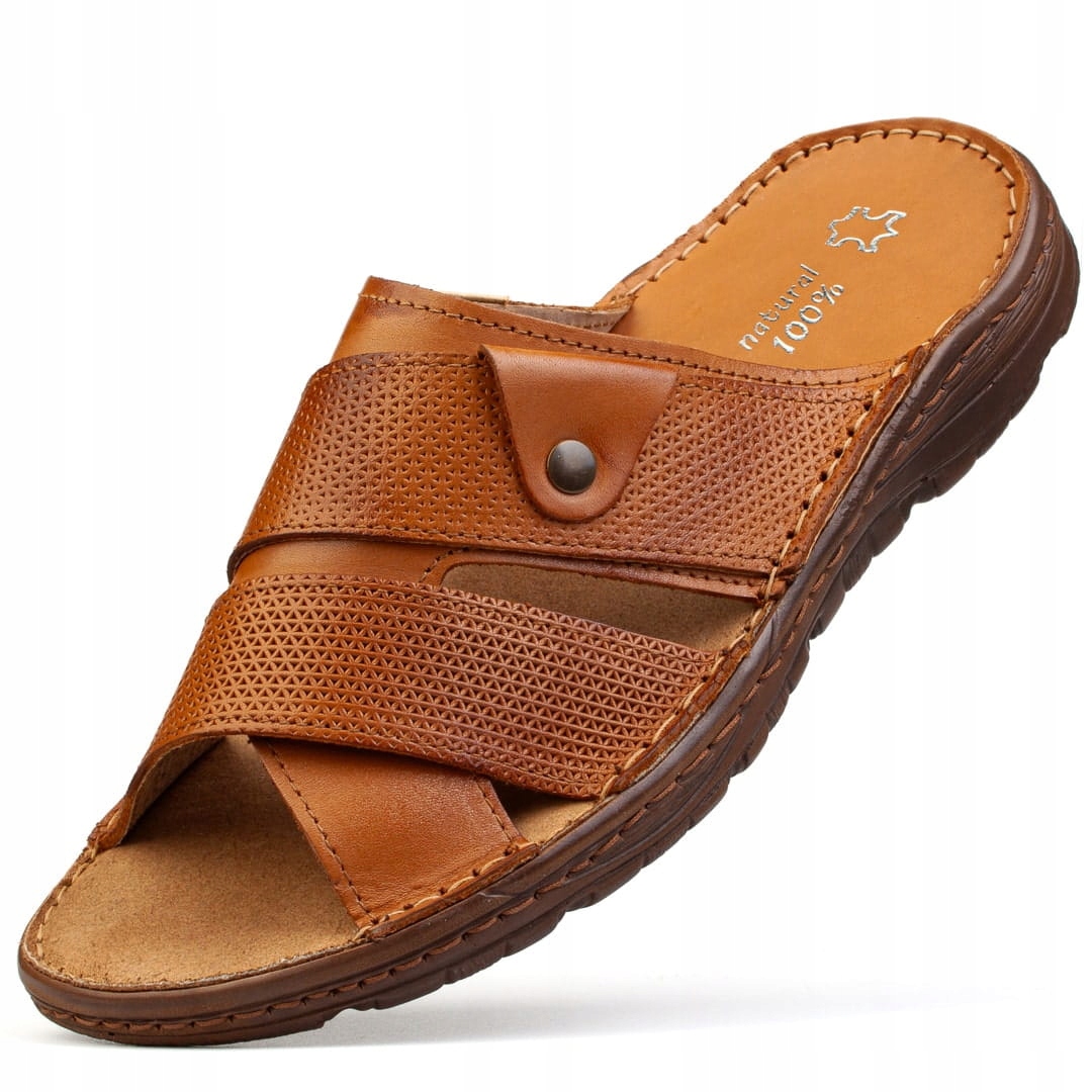 Kožené pánské nazouváky s odhalenými prsty, přírodní polské kůže, velikost 2212 45