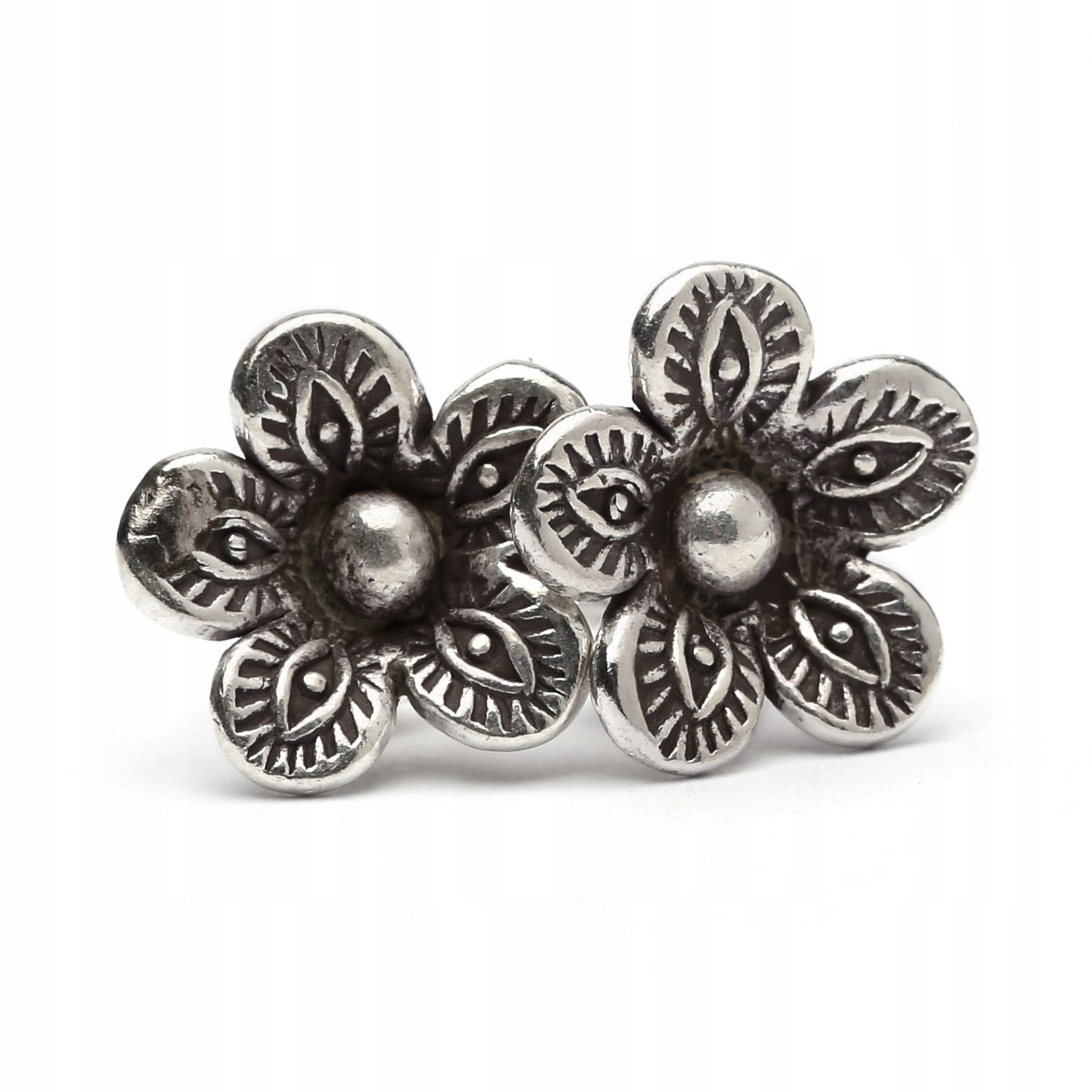 Kwiatki Kolczyki Etniczne Srebrne Srebro 925 Kwiatek Kwiaty Wkrętki