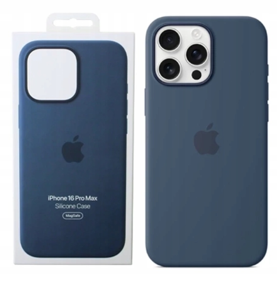 Oryginalne Etui Apple iPhone 16 Pro Max Silicone Case MagSafe Niebieskie