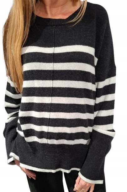 Cocomore Svetr Pásy Vlna Kašmír Černá Šedá Novinka