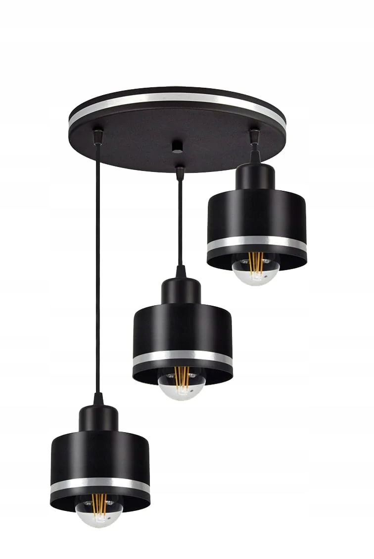 Trojitý luster čierny strieborný okrúhly, moderný do obývačky Candellux