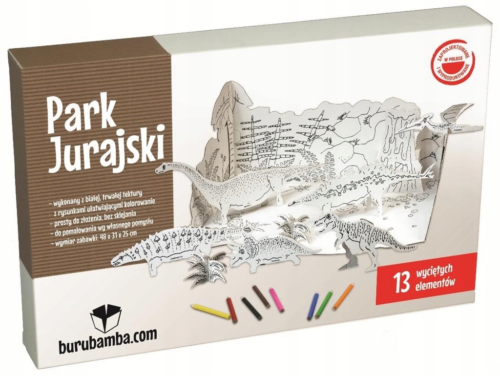 

Kolorowanka 3D Park Jurajski, Dinozaury Burubamba