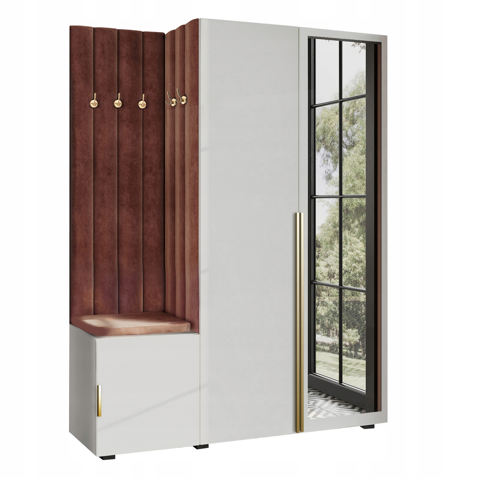 Šatna Do Předsíně S Sedákem Bílá Se Zrcadlem 146 Hexa Zlatá 63