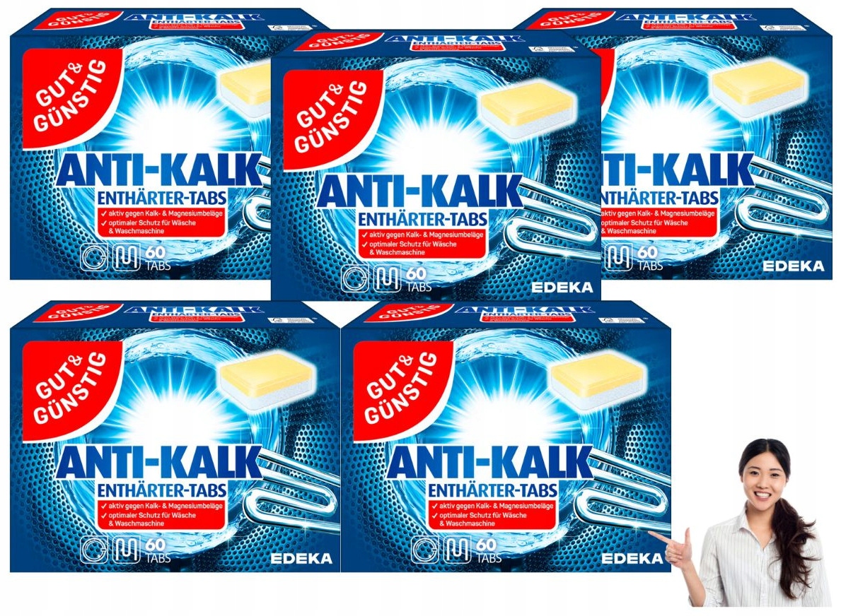 Levně Gut & Gunstig Odvápňovací tablety do pračky (s praním) na kámen 300 ks