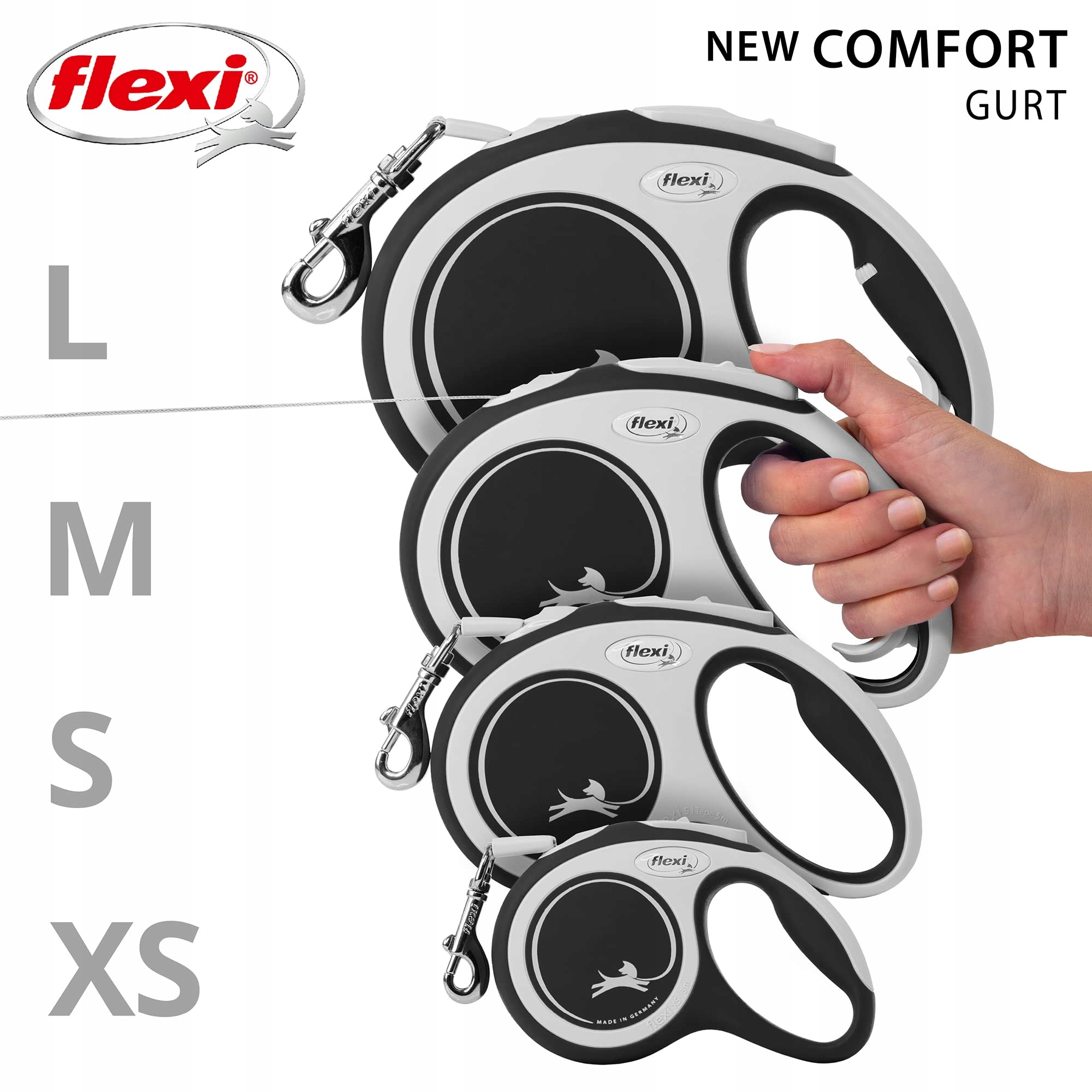 FLEXI Smycz Automatyczna New Comfort Czarna S 5m — miniatura 5