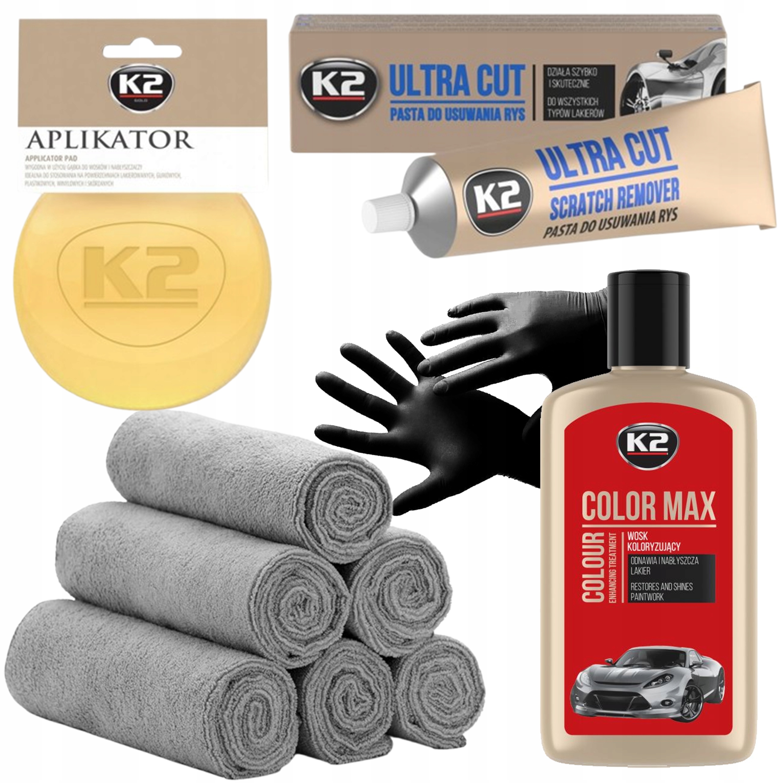 K2 набор для удаления царапин паста воск красный