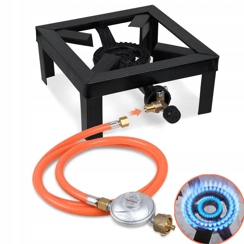 Plynová Stolička Litinový Hořák Na Láhev Turistický Vařič Hadice 8KW