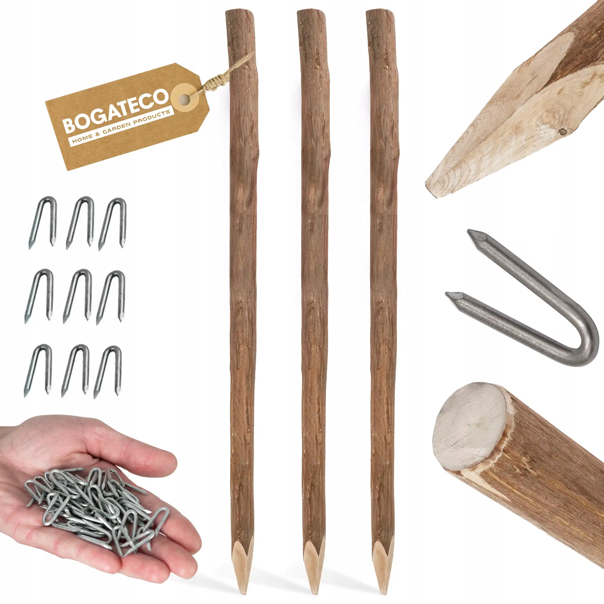 Lesní Sloupky Plotové Palice 3 Kusy 180 cm Zaostřený Sloupek