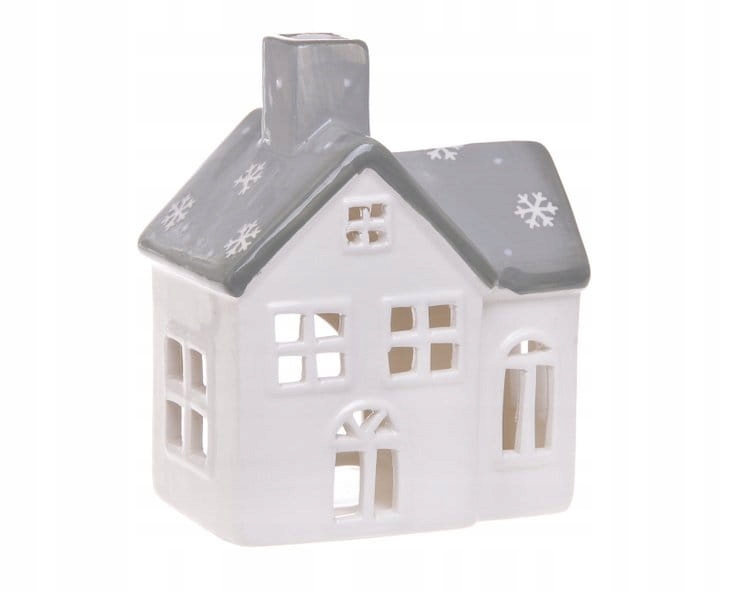 

Domek ceramiczny szary dach 12cm dekoracja stołu