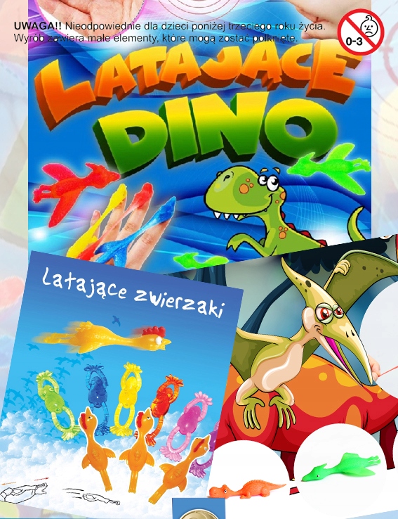 Zasyp do automatu w kapsule Latające Zwierzaki Dino wsad 45-55mm 100szt