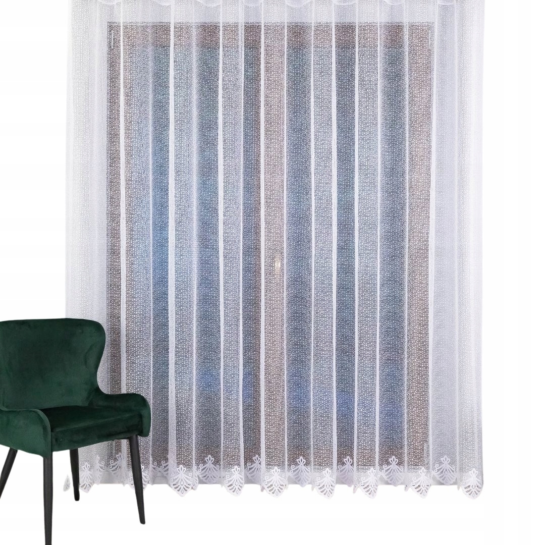 Dlouhá Hotová Záclona S Páskou, Síťka Vzor Ve Spodní Části 300x215