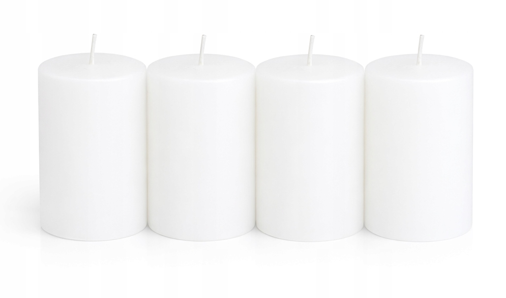 Świeca ozdobna walec – biała, 4 sztuki,8 cm,Ø 5,8 cm, czas palenia 20h