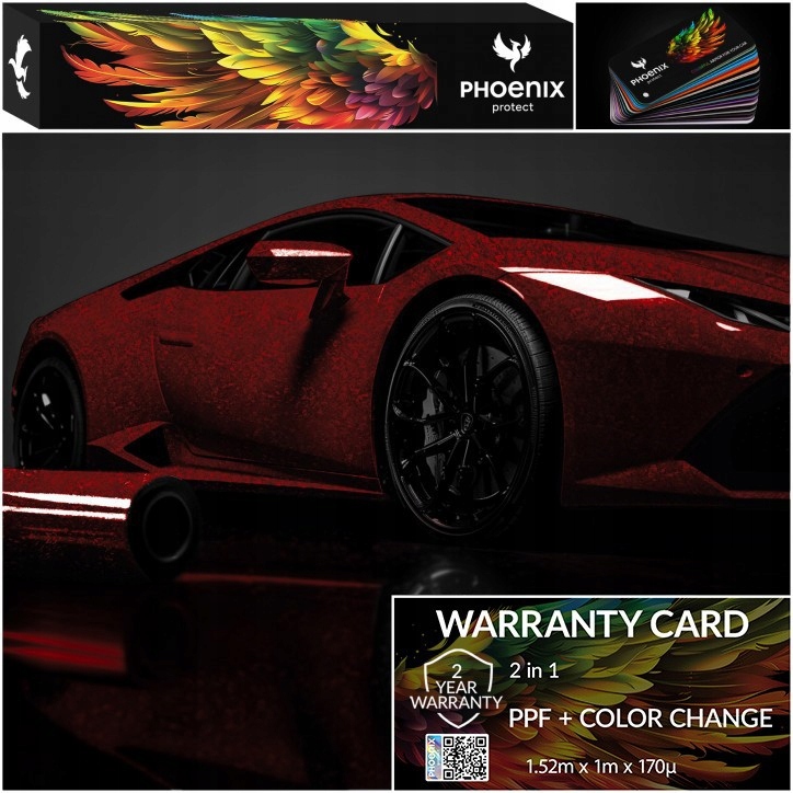 Kolorowa Folia PPF Phoenix Protect Zmiana Koloru Auta Forging Carbon Red